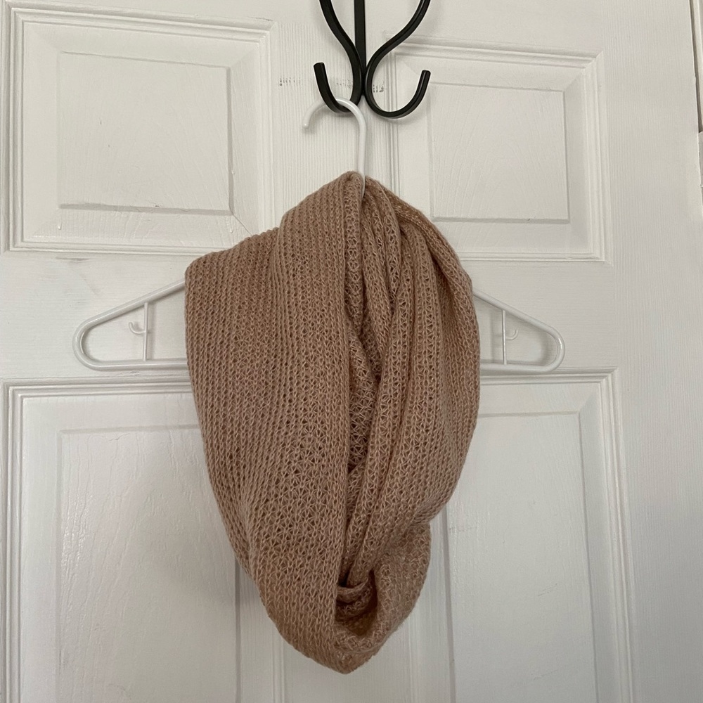 Beige infinity knit scarf